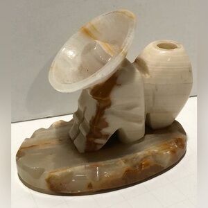Vintage Mexican Carved Marble Onyx Statue "Sleeping Man in Sombrero"